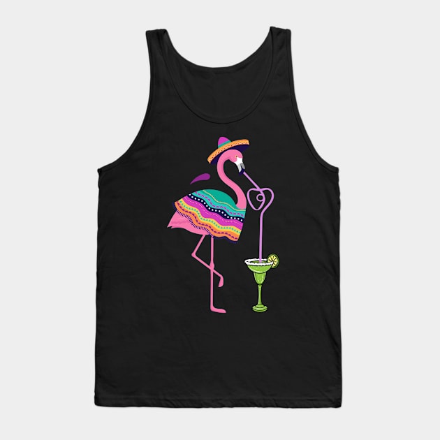 Cinco de Mayo Margarita - pink flamingo mexican poncho Drinking shirt Tank Top by BeHappy12